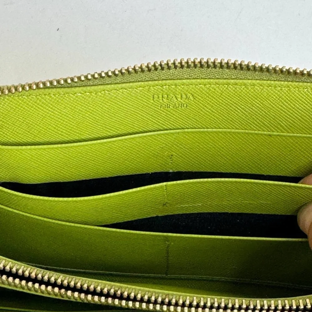 PRADA Tessuto Nylon Zip Around Wallet Green - Picture 12 of 14
